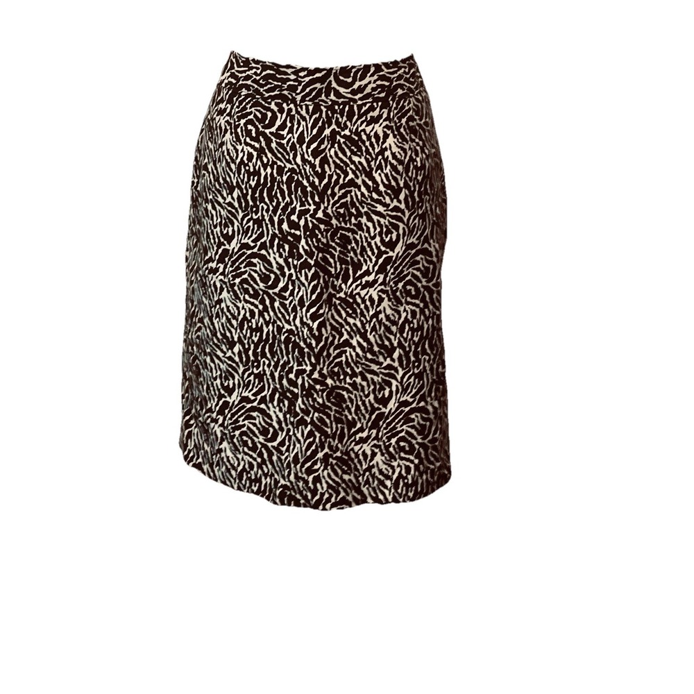 Ann Taylor LOFT Black White Zebra Abstract‎ Animal Print Pencil Skirt 14 NWT